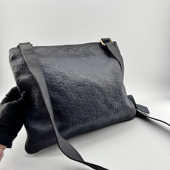 Gucci Black Leather Monogram Crossbody Bag - Picture 2 of 12